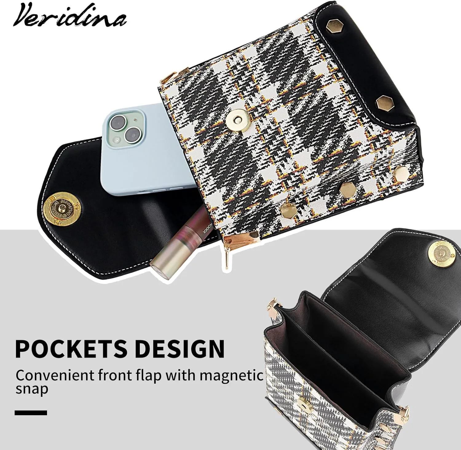 Women Crossbody Bags Fashion Vintage Shoulder Bags Classic Leather Handbag Cell Phone Crossbody Purses