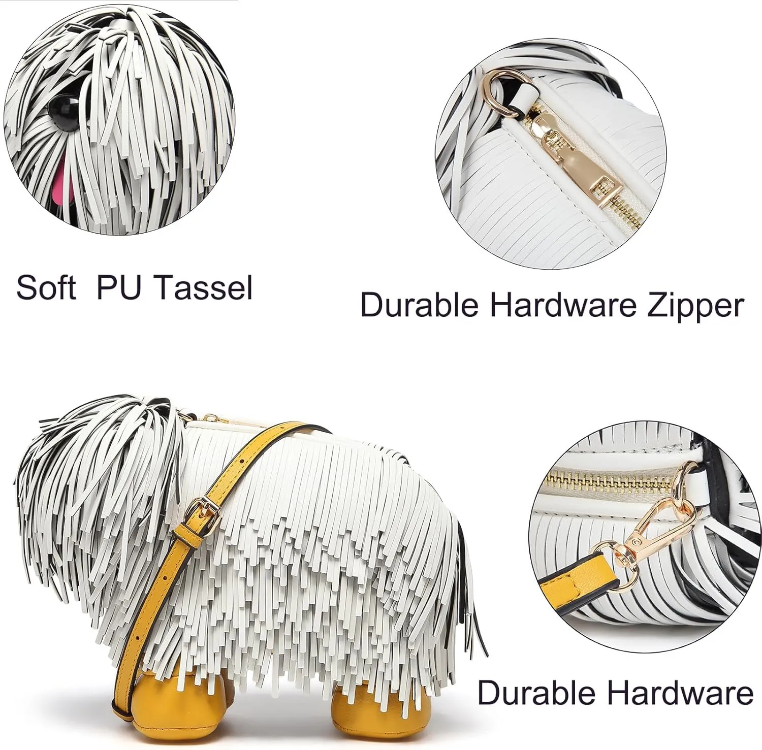 Women Dog Shaped Crossbody Shoulder Bag Handbag PU Leather Unique Novelty Dog Shaped Purse
