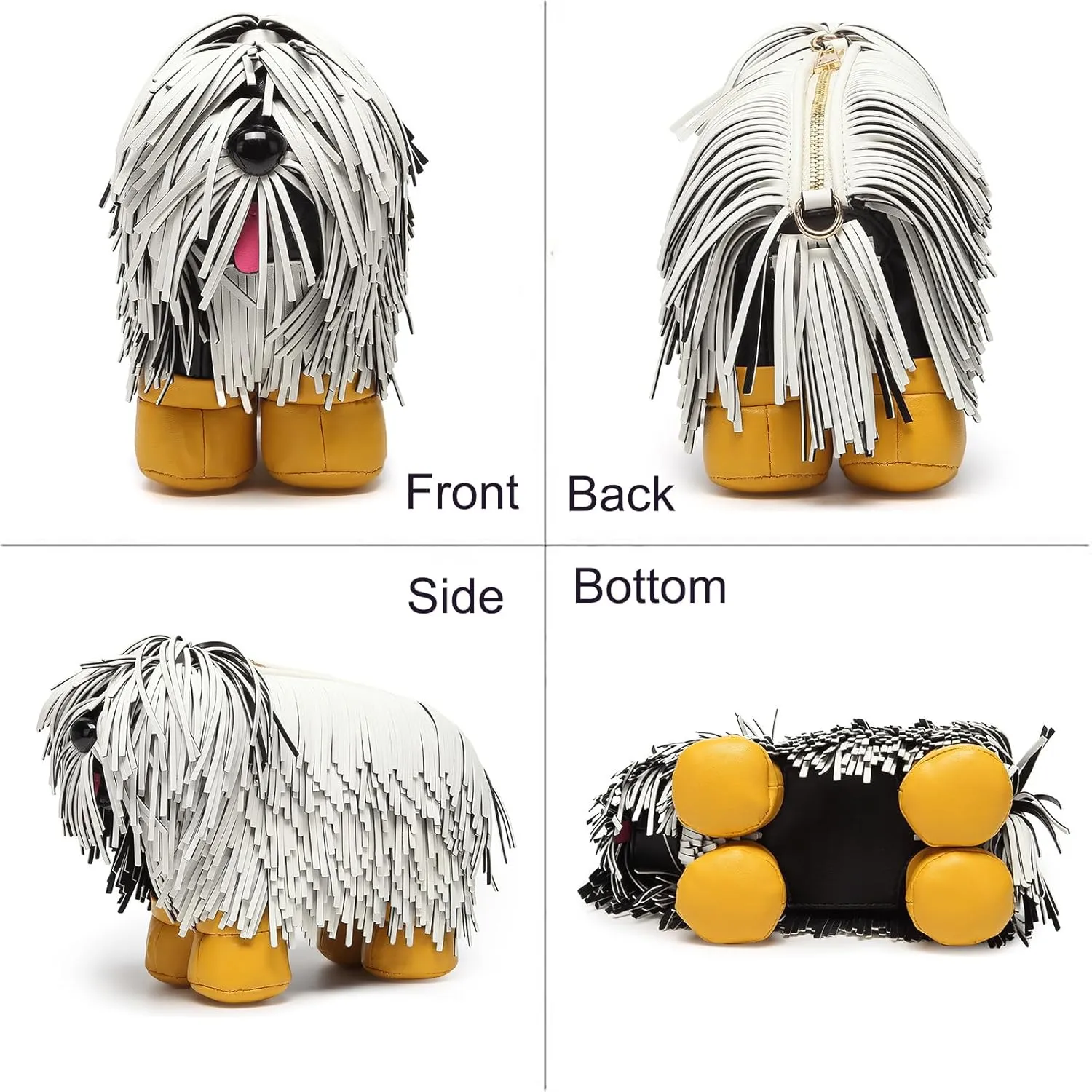 Women Dog Shaped Crossbody Shoulder Bag Handbag PU Leather Unique Novelty Dog Shaped Purse