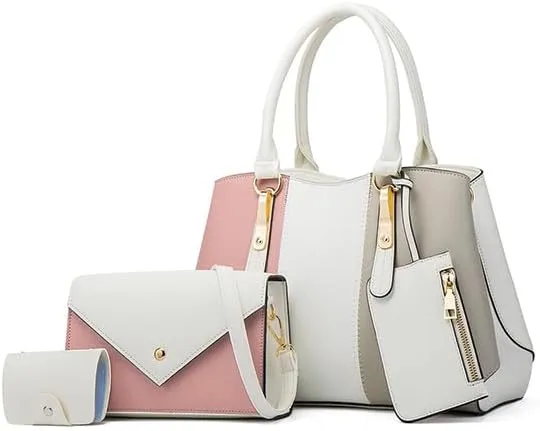 Women Fashion Handbags Purses Wallet Tote Shoulder Bag Casual Crossbody Bags, Top Handle Satchel Purse Set 4pcs for Ladies