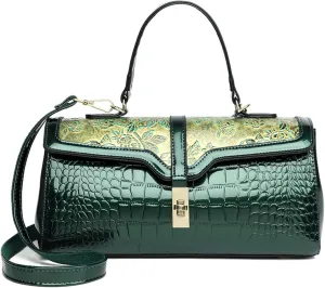 Women Faux Leather Vintage Shoulder Handbag Purse Crocodile Hobo Handbag Satchel Tote Crossbody Bag