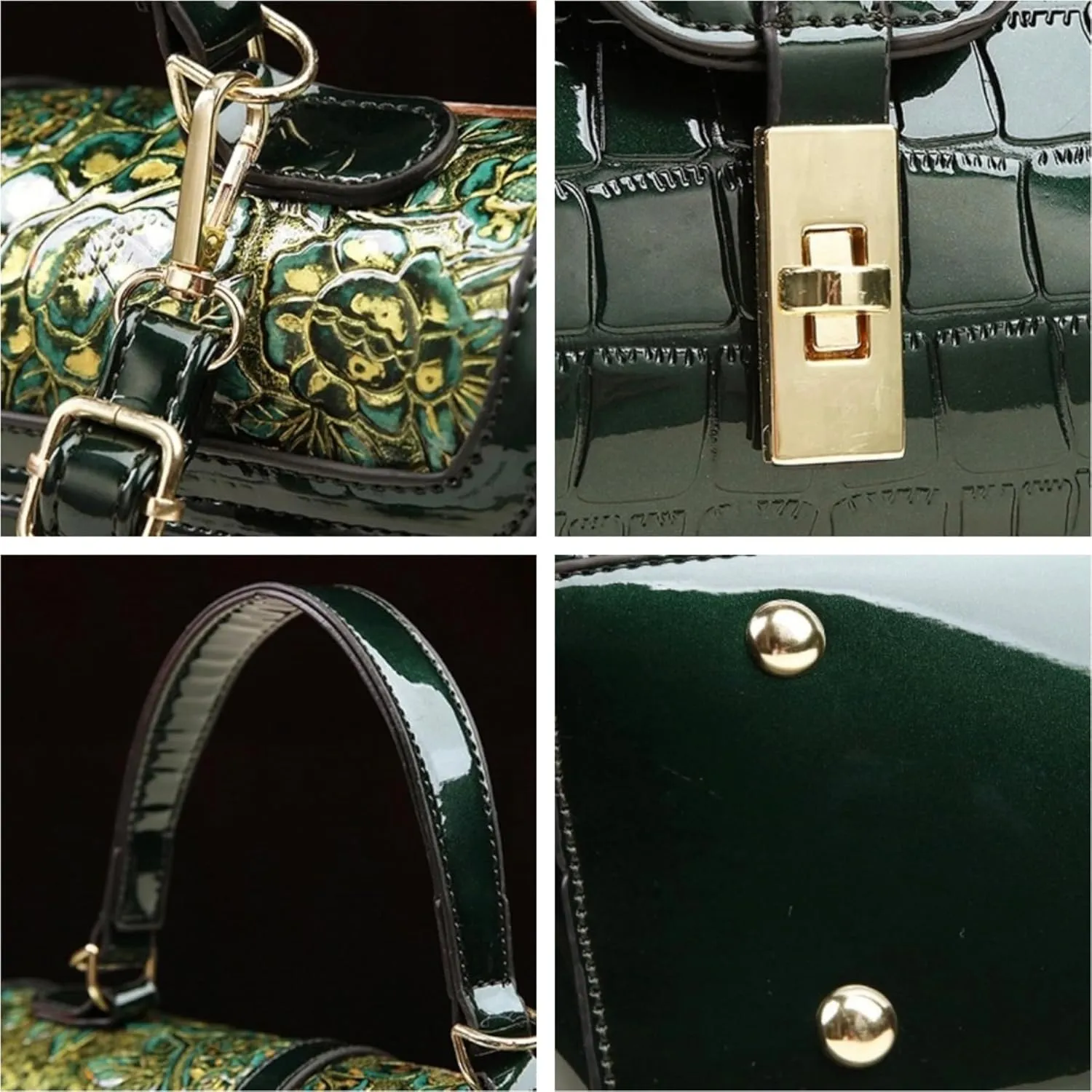 Women Faux Leather Vintage Shoulder Handbag Purse Crocodile Hobo Handbag Satchel Tote Crossbody Bag