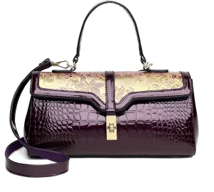 Women Faux Leather Vintage Shoulder Handbag Purse Crocodile Hobo Handbag Satchel Tote Crossbody Bag