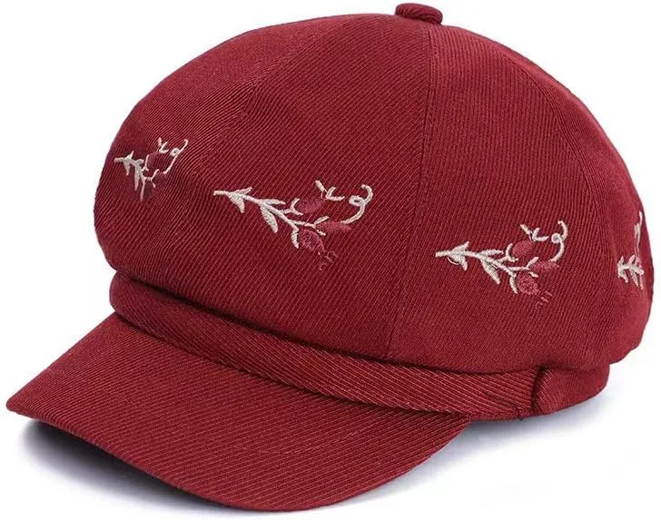 Women Retro Classic Visor Newsboy Cabbie Cap Beret Hats with Flower Buckle for Woman Ladies