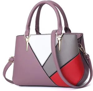 Women Top Handle Bag, Stitching Contrast Color Design Handbags Shoulder Crossbody