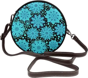 Women Vintage Style Faux Leather Crossbody Shoulder Bag, Ladies Purse Satchel Bag Circle Crossbody Bags for Women