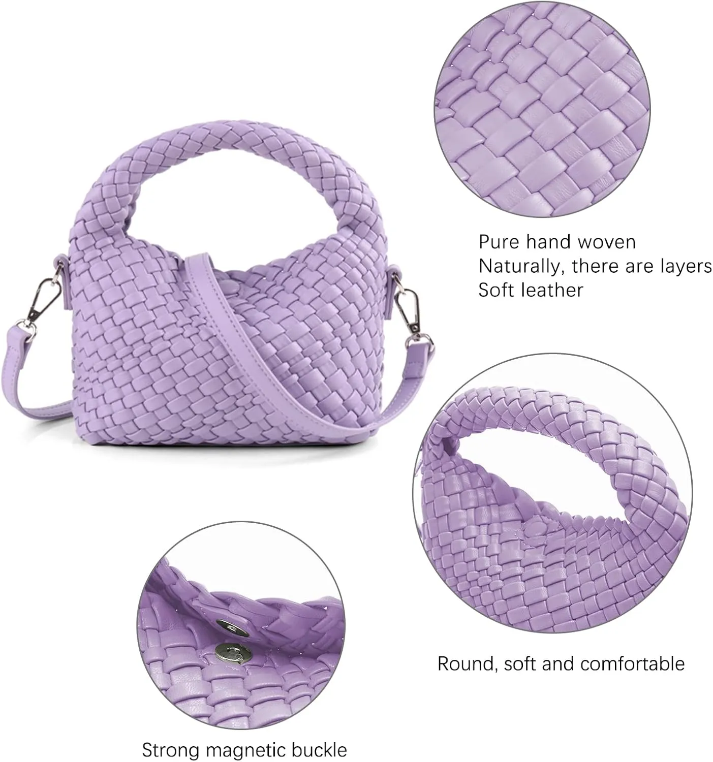 Women Woven Handbags with Detachable Strap Tote Small Crossbody Bag Hand Shoulder Bag Purses Cassual Top Handle Bags