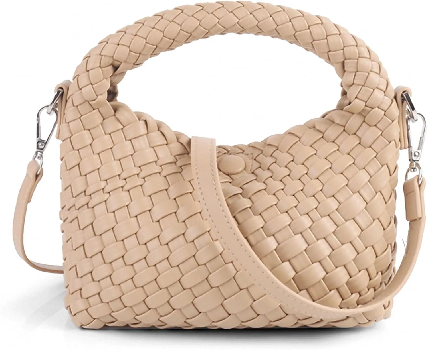 Women Woven Handbags with Detachable Strap Tote Small Crossbody Bag Hand Shoulder Bag Purses Cassual Top Handle Bags
