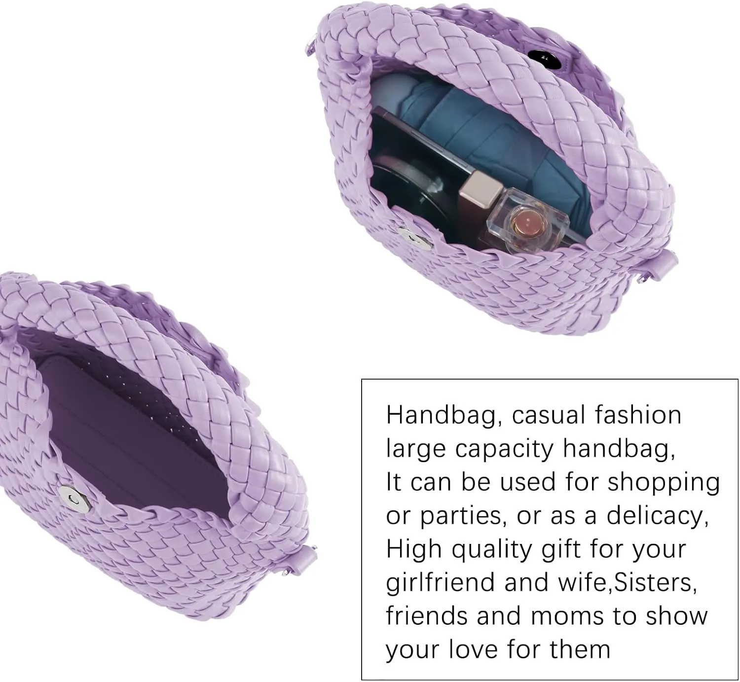 Women Woven Handbags with Detachable Strap Tote Small Crossbody Bag Hand Shoulder Bag Purses Cassual Top Handle Bags
