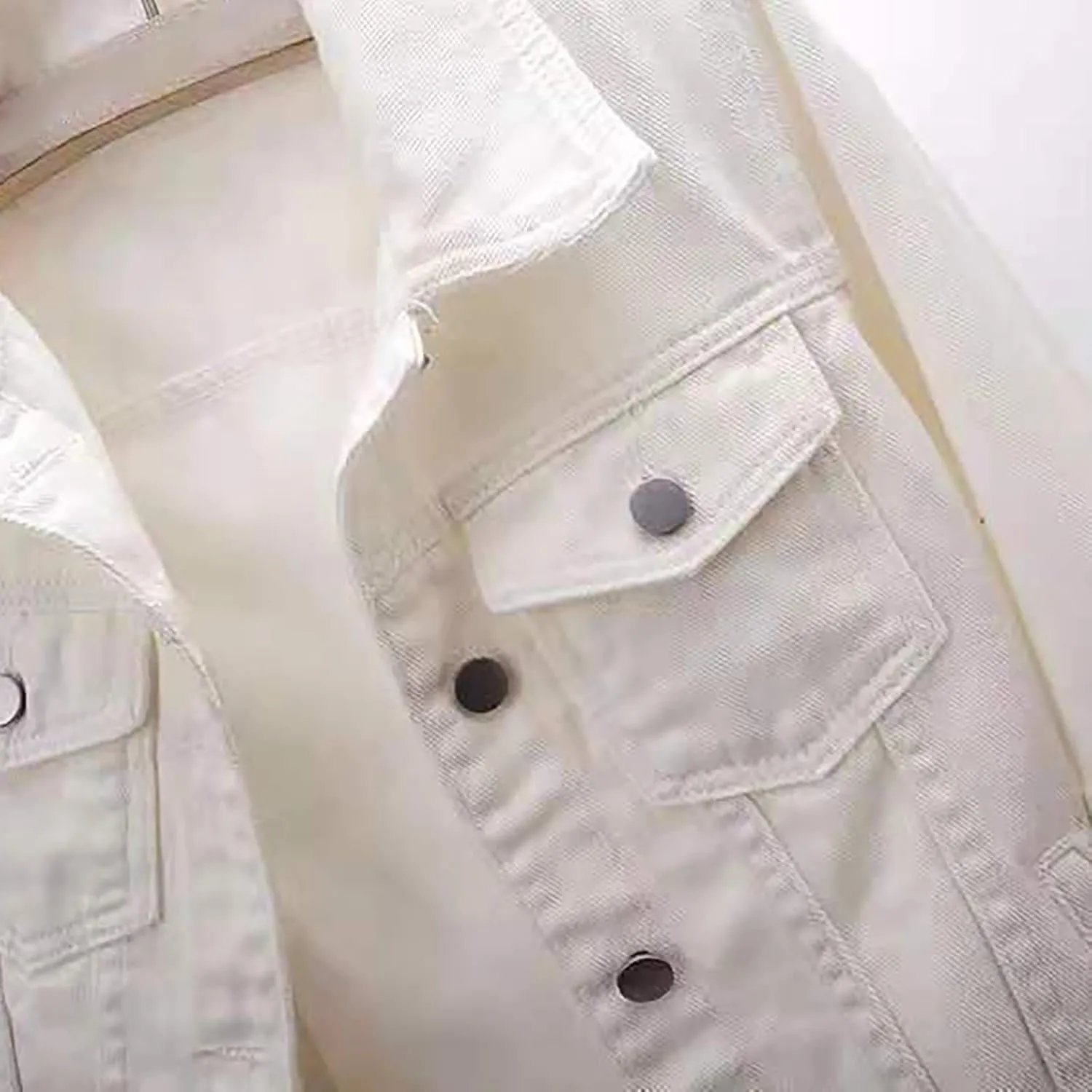 Womens 3/4 Sleeve Colored Cropped Denim Jacket Trendy Light Wash Short Jean Jacket Trucker Coat