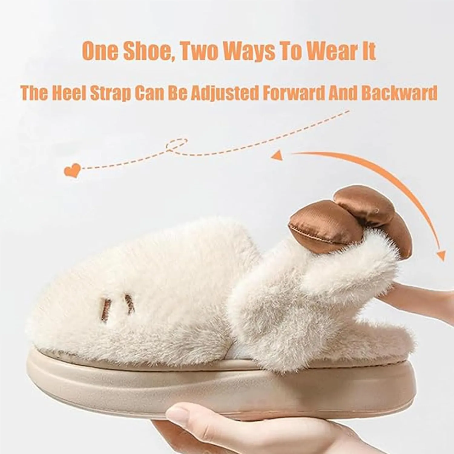 Women's Adorable Cartoon Embroidery Plush Slippers, Cute Cat Bow Decor, Fuzzy Cozy Dual-Wear Design