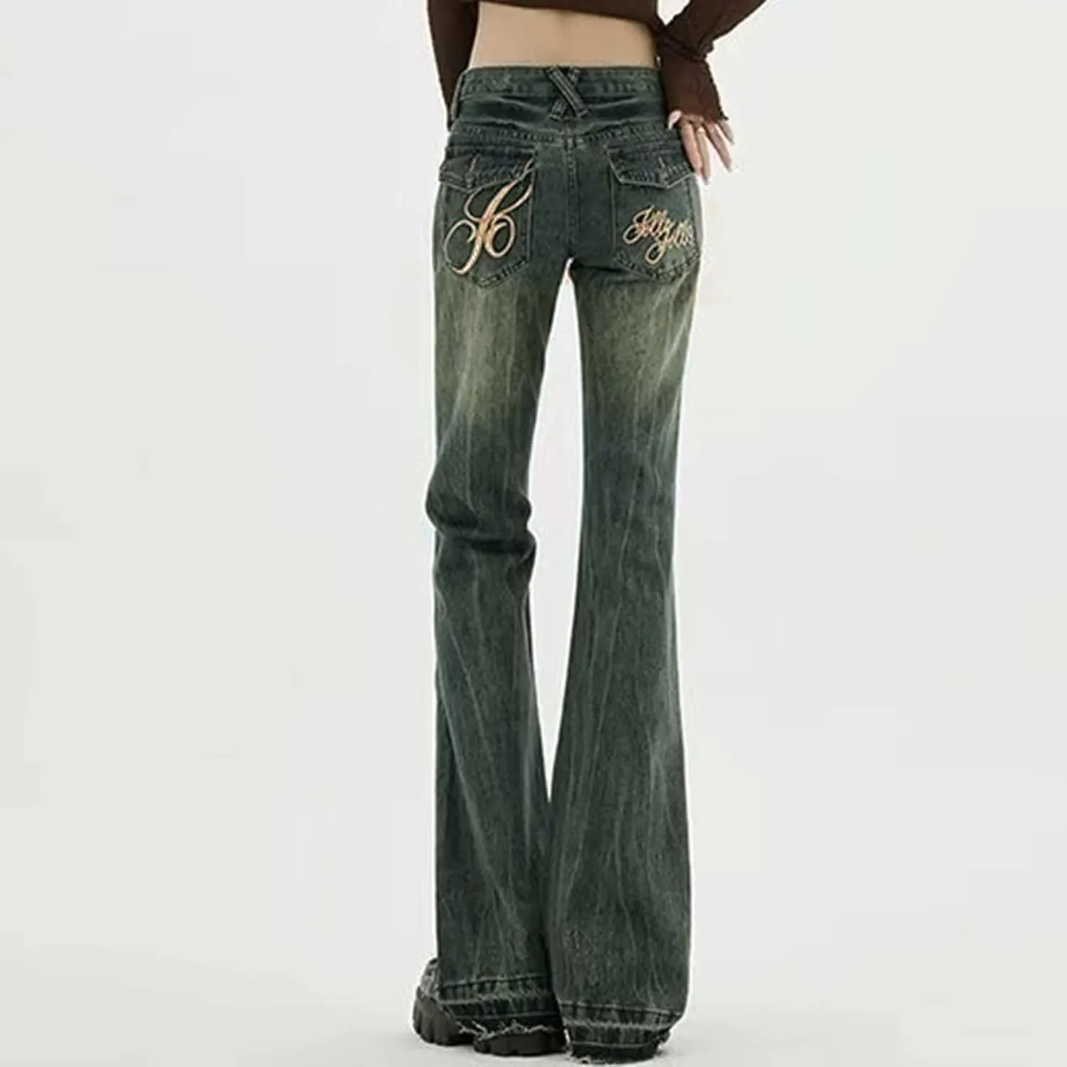 Womens Baggy Jeans Y2K High Street Boyfriend Pants Vintage Distressed Jeans High Waist Ripped Denims Streetwear Hiphop