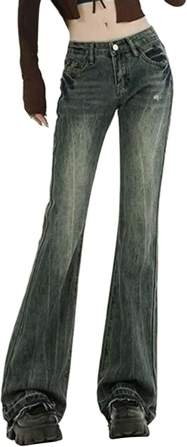 Womens Baggy Jeans Y2K High Street Boyfriend Pants Vintage Distressed Jeans High Waist Ripped Denims Streetwear Hiphop