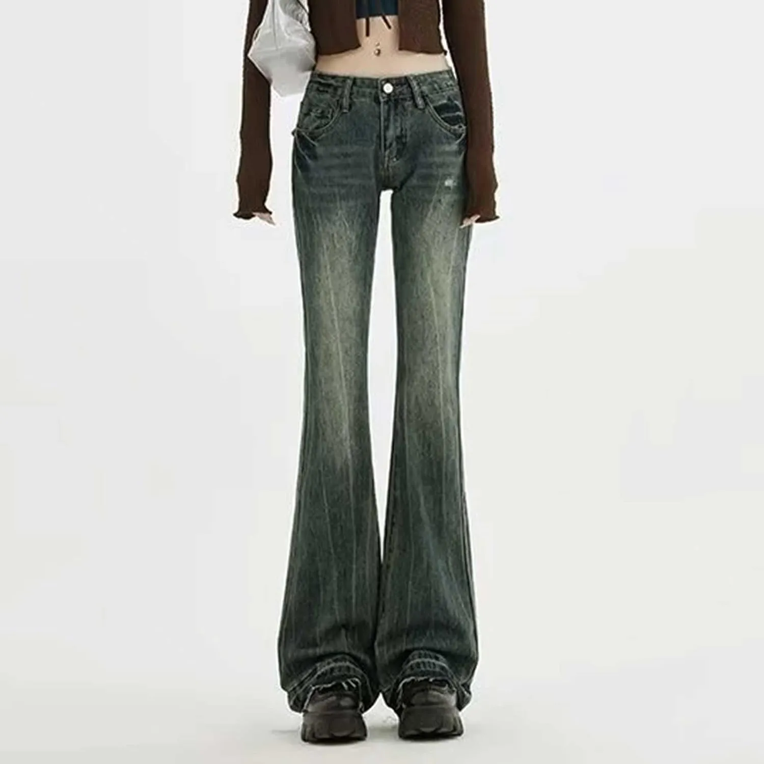 Womens Baggy Jeans Y2K High Street Boyfriend Pants Vintage Distressed Jeans High Waist Ripped Denims Streetwear Hiphop