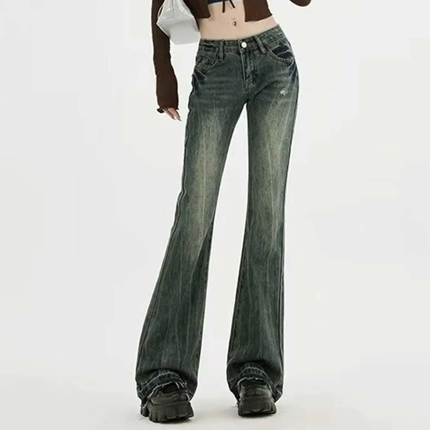 Womens Baggy Jeans Y2K High Street Boyfriend Pants Vintage Distressed Jeans High Waist Ripped Denims Streetwear Hiphop