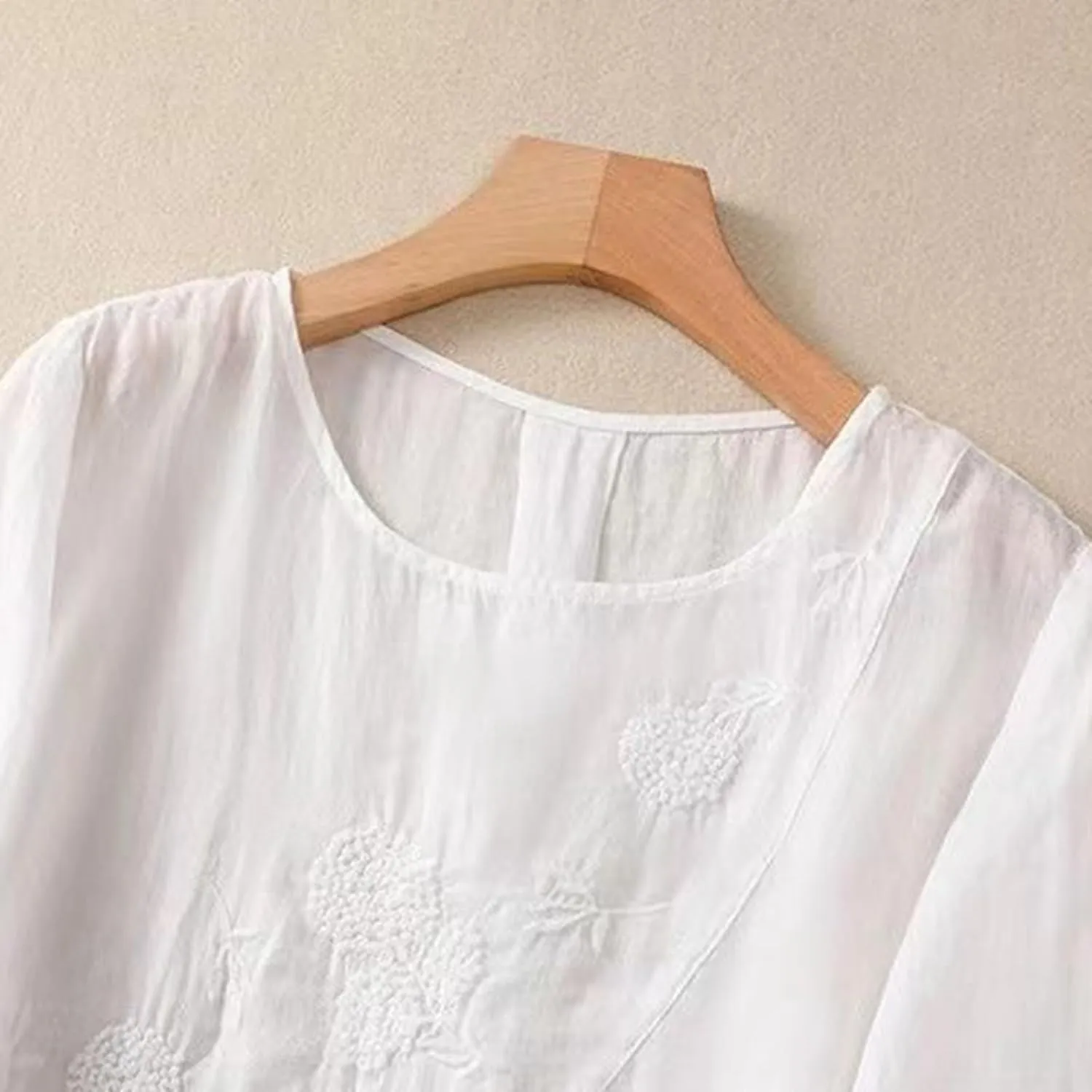 Womens Boho Cotton Linen Short Sleeve T Shirts Summer Soft Casual Oversized Tunics Top V Neck Loose Tshirt
