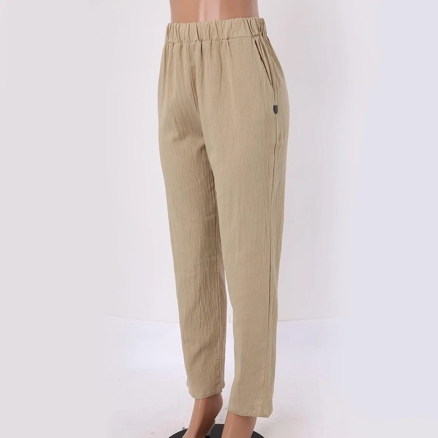 Womens Bootcut Dress Pants Women Linen Pants Casual High Waisted Button Stretchy Business Work Casual Trousers