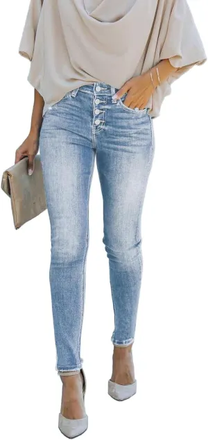 Women's Boyfriend Skinny Jeans Ripped Stretchy Denim Pants