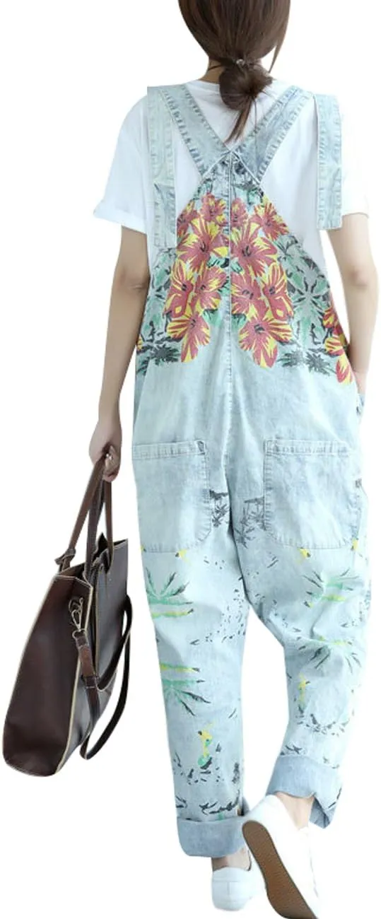 Women's Casual Baggy Denim Bib Overalls Pant Jeans Jumpsuits