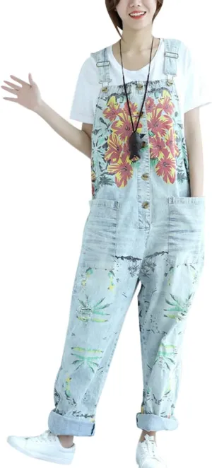 Women's Casual Baggy Denim Bib Overalls Pant Jeans Jumpsuits