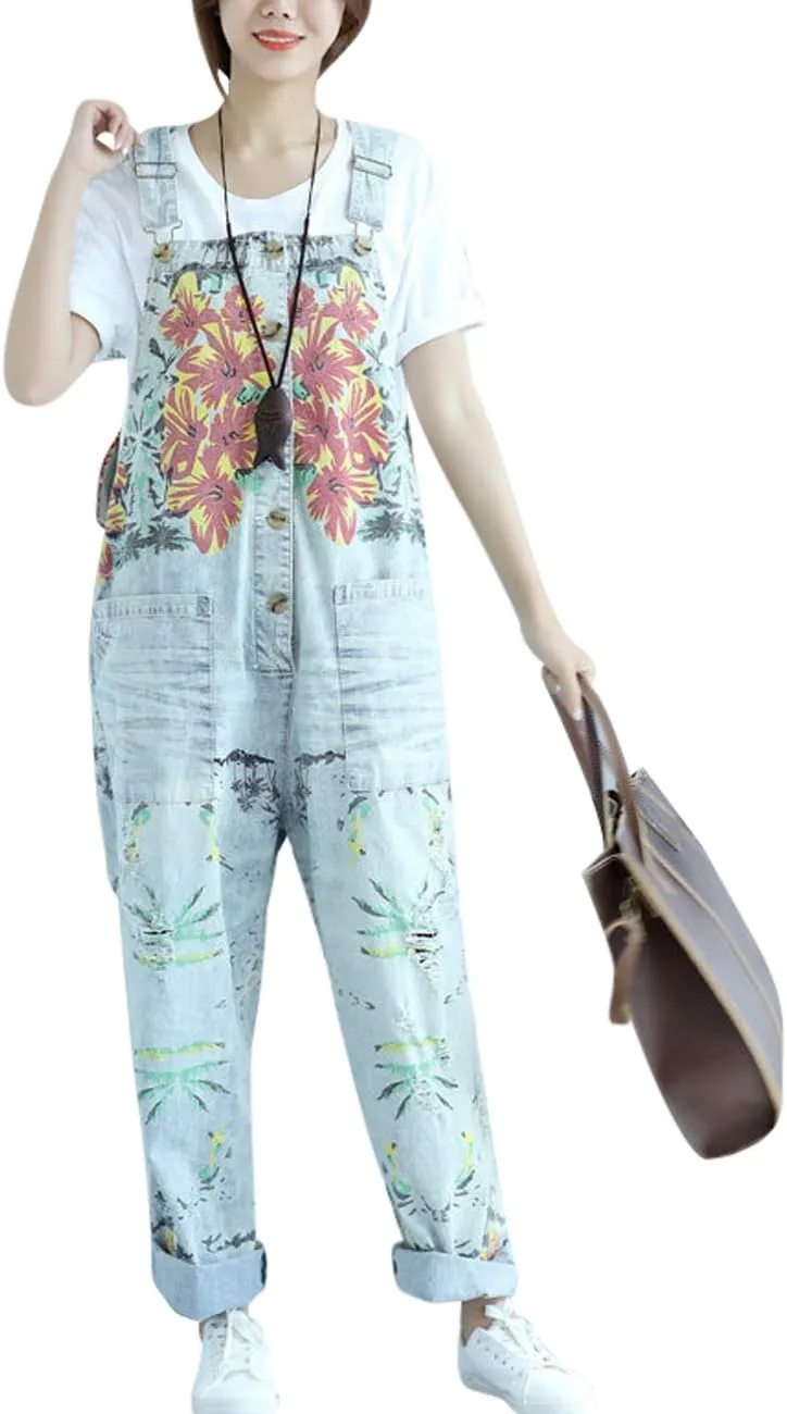 Women's Casual Baggy Denim Bib Overalls Pant Jeans Jumpsuits