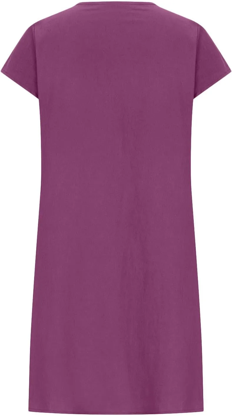 Women's Cotton Linen Summer Dresses 2024 Sleeveless Pleated Dress Casual Knee Length Dress Comfy Summer Lounge Outfits