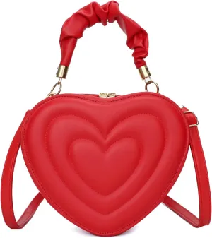 Women's Crossbody Bag Fashion Sweet Heart Shape Shoulder Bag Purse PU Leather Zipper Vintage Small Handbag
