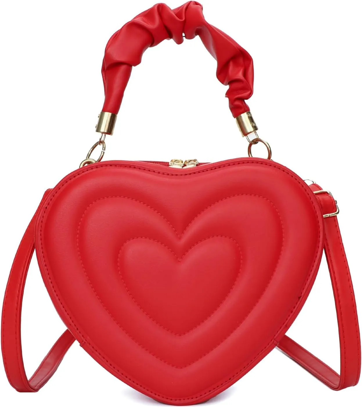 Women's Crossbody Bag Fashion Sweet Heart Shape Shoulder Bag Purse PU Leather Zipper Vintage Small Handbag