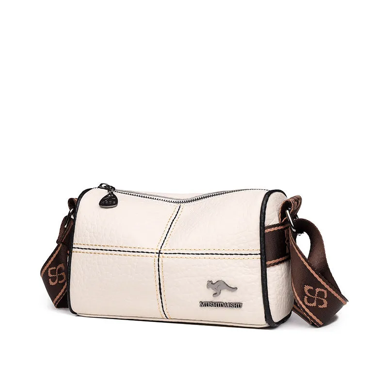 Women's Fashion Wide Strap First Layer Cowhide Crossbody Bags