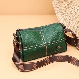Women's Fashion Wide Strap First Layer Cowhide Crossbody Bags