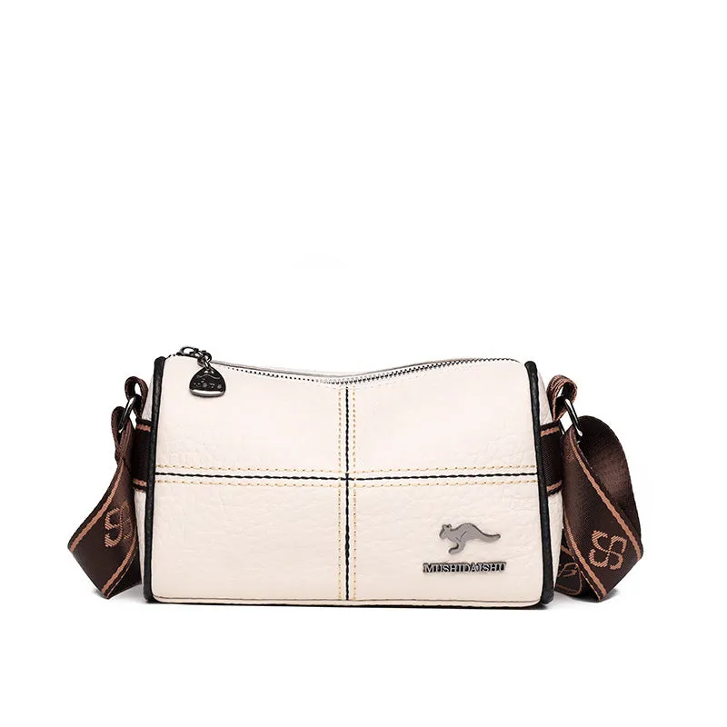 Women's Fashion Wide Strap First Layer Cowhide Crossbody Bags