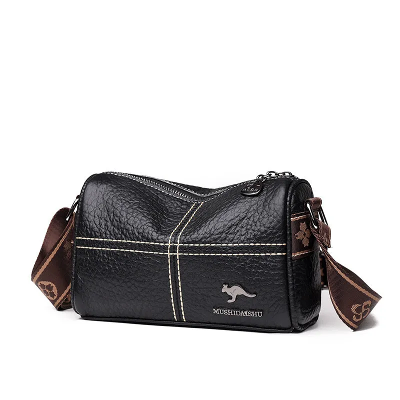 Women's Fashion Wide Strap First Layer Cowhide Crossbody Bags