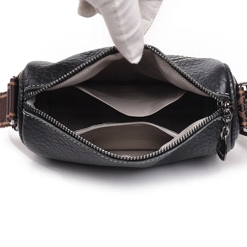 Women's Fashion Wide Strap First Layer Cowhide Crossbody Bags