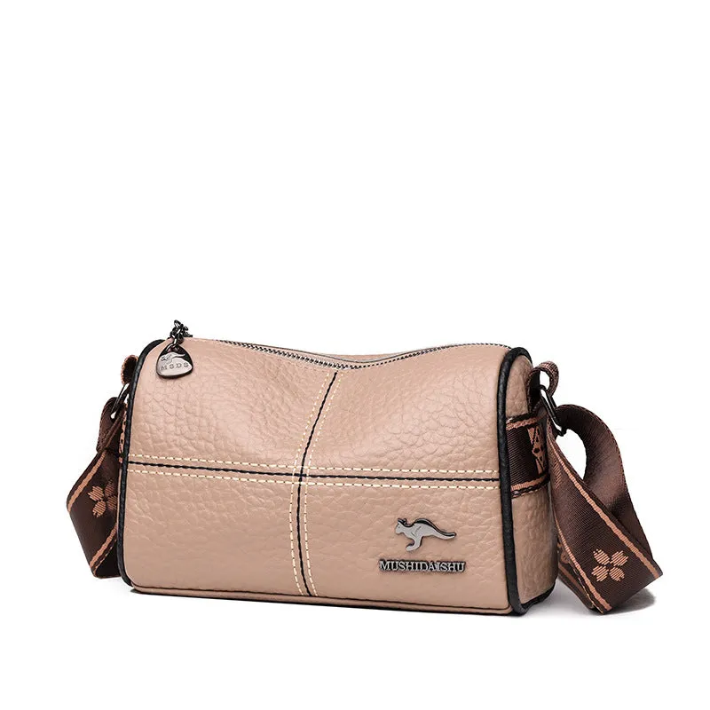 Women's Fashion Wide Strap First Layer Cowhide Crossbody Bags