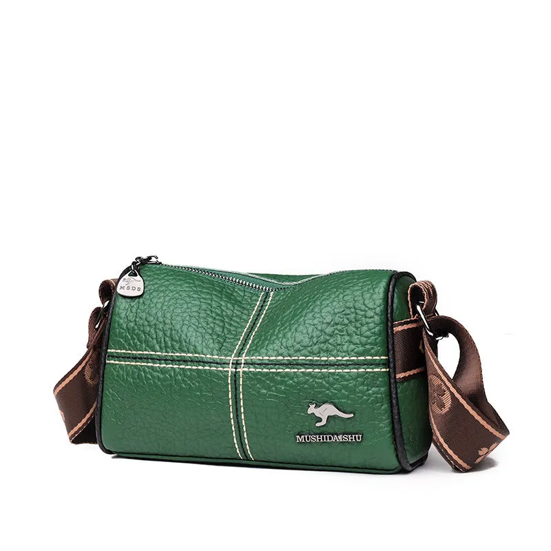 Women's Fashion Wide Strap First Layer Cowhide Crossbody Bags