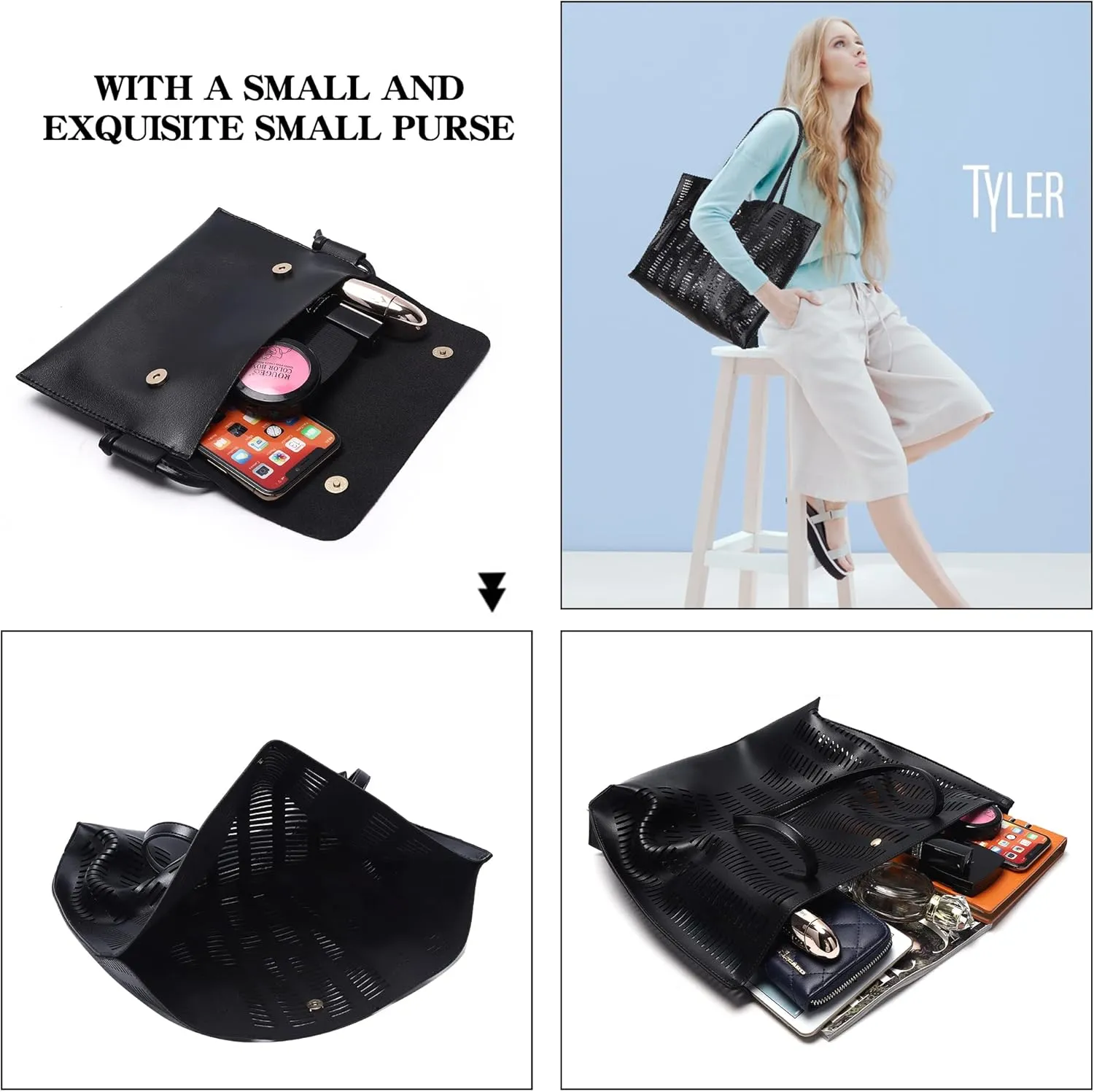 Women's Faux PU Leather Tote Shoulder Purses Bag for women, Big Capacity Tassel Handbag