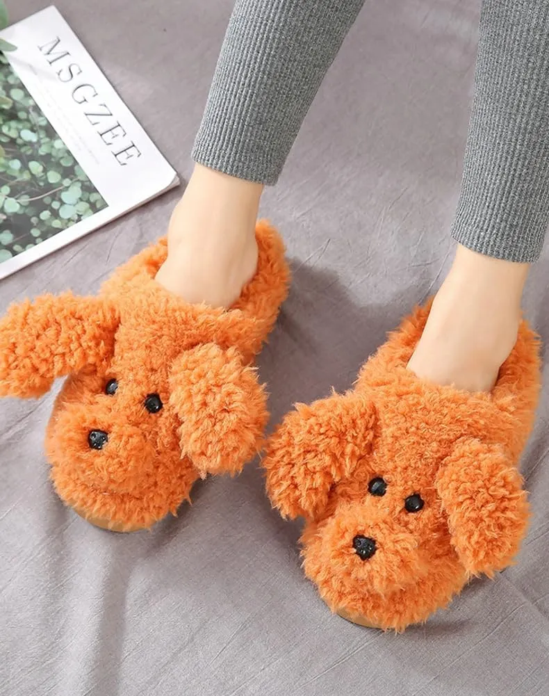 Womens Funny Giraffe Cartoon Slippers Furry Plush Warm Lining Anti-Slip House Shoes Open Toe Lightweight Indoor Outdoor Slippers