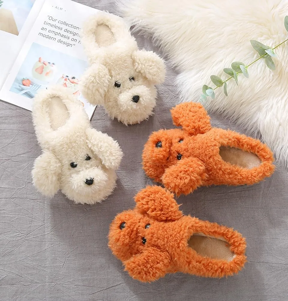 Womens Funny Giraffe Cartoon Slippers Furry Plush Warm Lining Anti-Slip House Shoes Open Toe Lightweight Indoor Outdoor Slippers