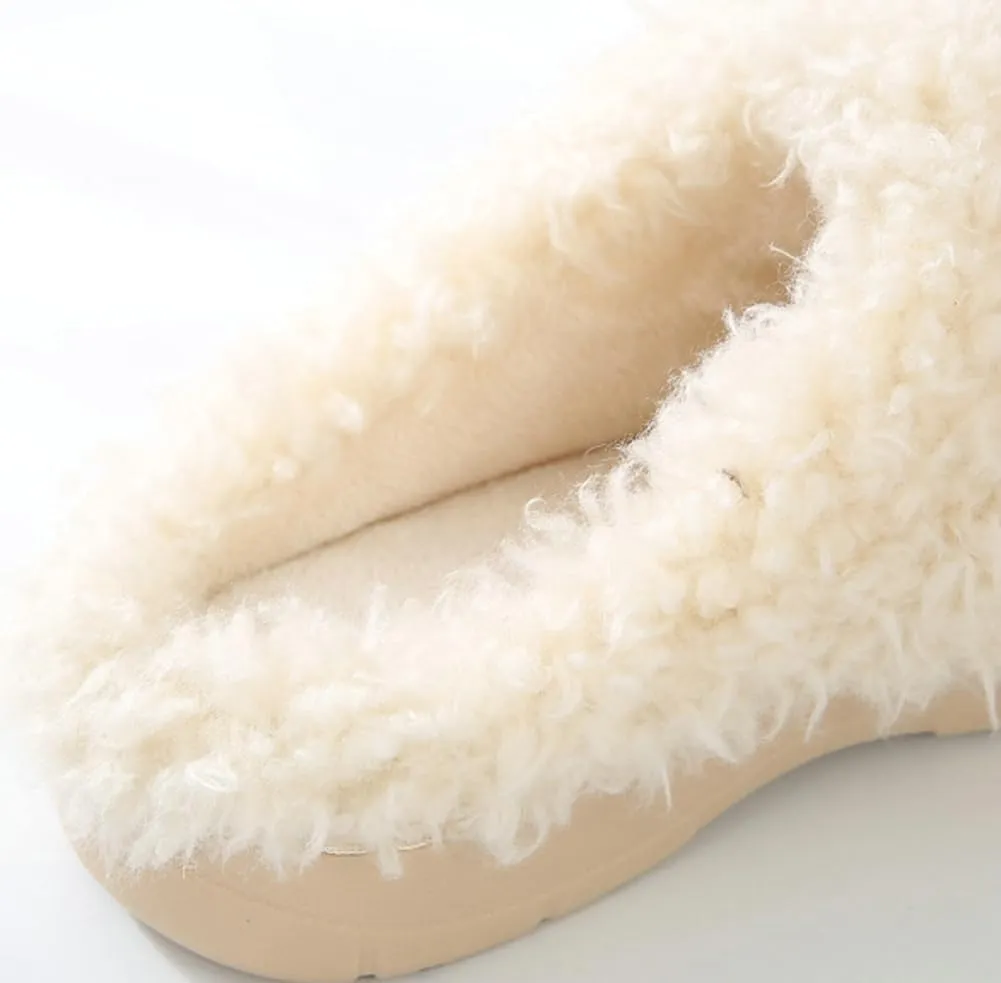 Womens Funny Giraffe Cartoon Slippers Furry Plush Warm Lining Anti-Slip House Shoes Open Toe Lightweight Indoor Outdoor Slippers