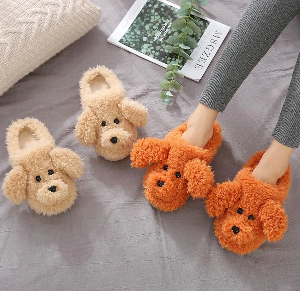 Womens Funny Giraffe Cartoon Slippers Furry Plush Warm Lining Anti-Slip House Shoes Open Toe Lightweight Indoor Outdoor Slippers