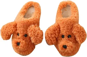 Womens Funny Giraffe Cartoon Slippers Furry Plush Warm Lining Anti-Slip House Shoes Open Toe Lightweight Indoor Outdoor Slippers