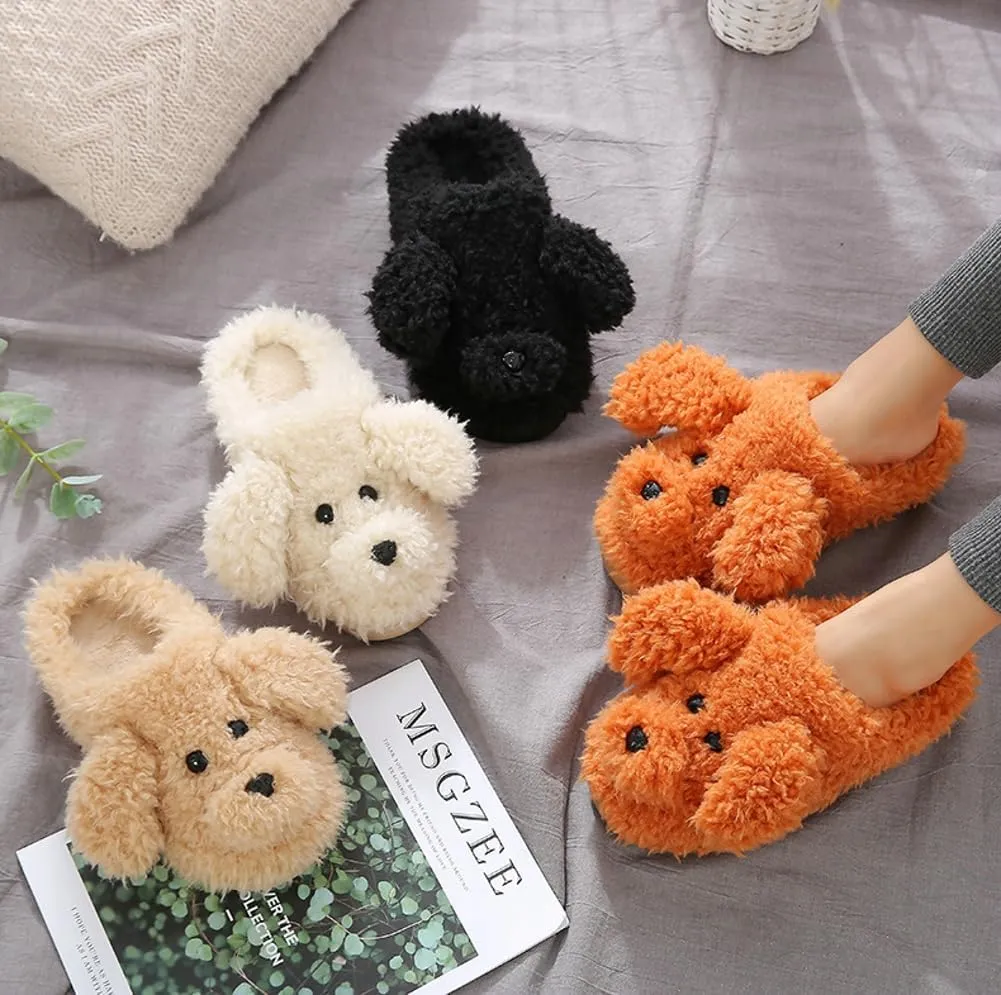 Womens Funny Giraffe Cartoon Slippers Furry Plush Warm Lining Anti-Slip House Shoes Open Toe Lightweight Indoor Outdoor Slippers