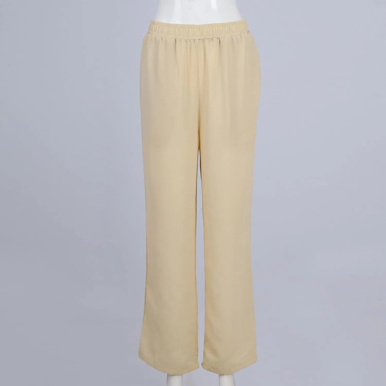 Womens Gauze Pants Cotton Linen Summer Flowy High Waisted Beach Palazzo Pants Lightweight Paperbag Pants with Pocket