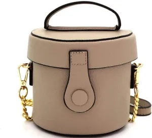Womens Girls Faux Leather Top-Handle Small Bucket Round Satchel Purse Crossbody Bag