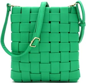 Womens Girls Gold Chain Accent Vegan Leather Clutch Purse Tote Handbag Crossbody