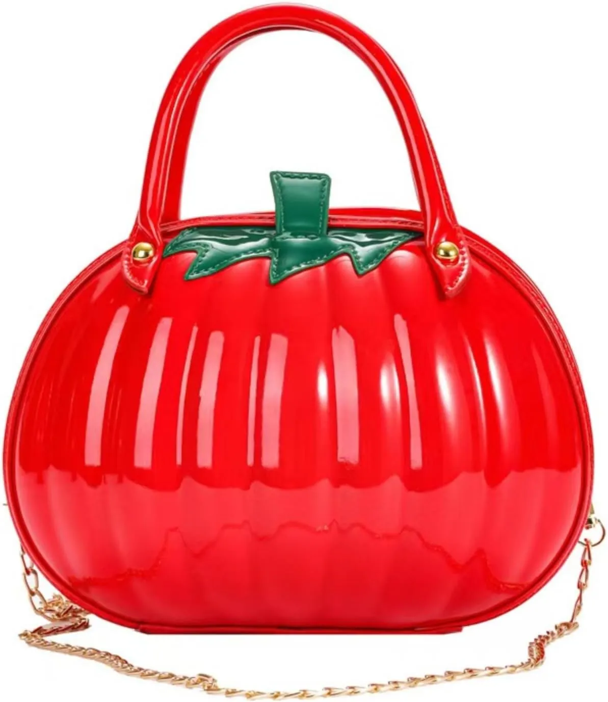 Womens Halloween Pumpkin Crossbody Bags Cute Funny Candy Purse Novelty 3D PU Leather Shoulder Bag with Chain (Red)