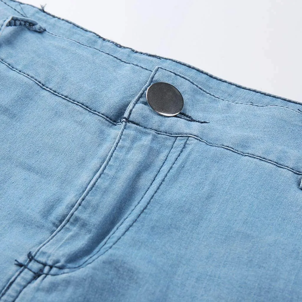 Women's High Waist Denim Shorts Raw Hem Jean Shorts Casual Summer Straight Wide Leg Pants for Women with Pockets