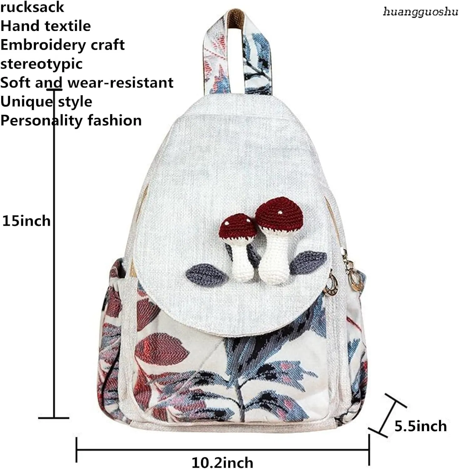 Womens Hippie Cotton Hemp Cloth Backpack Boho Vintage Embroidered Casual Purse