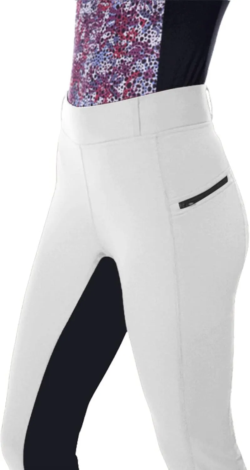 Womens Horse Riding Pants Full Seat Riding Breeches Equestrian Tights Horseback Patchwork Trouser with Pockets