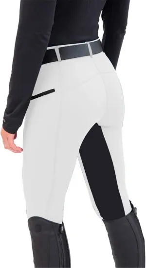 Womens Horse Riding Pants Full Seat Riding Breeches Equestrian Tights Horseback Patchwork Trouser with Pockets
